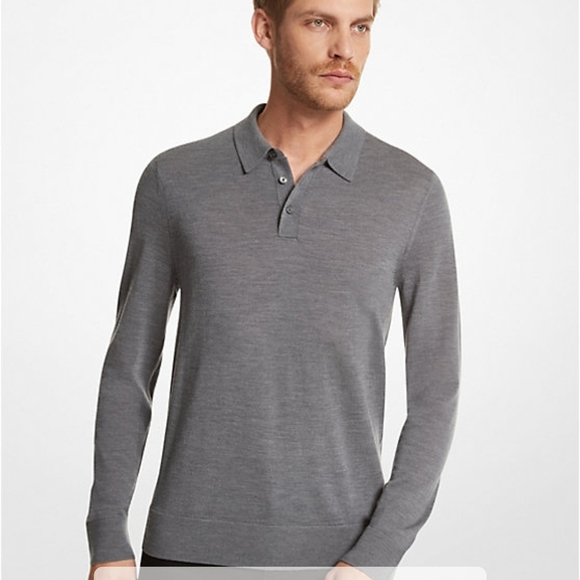Pronto Uomo Gray Merino Wool Polo Sweater Modern Fit - Picture 1 of 2